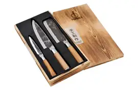 Olive Forged | 3-Delig: koksmes, hakbijl en universeel mes