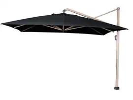 Platinum | Zweefparasol Icon Premium 350 x 350 cm Houtlook | Faded Black