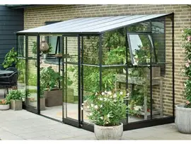 Royal Well | Qube LT 126 Tuinkas | Veiligheidsglas 3 mm met Polycarbonaat 6 mm Dak | Zwart Gecoat