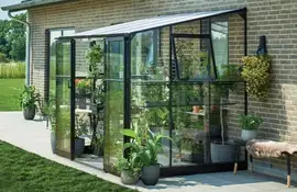 Royal Well | Qube LT 86 Tuinkas | Veiligheidsglas 3 mm met Polycarbonaat 6 mm Dak | Zwart Gecoat