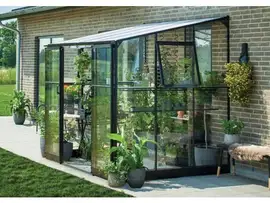 Royal Well | Qube LT 86 Tuinkas | Veiligheidsglas 3 mm met Polycarbonaat 6 mm Dak | Zwart Gecoat