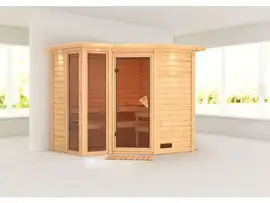 Karibu | Amara Sauna met Dakkraag | Bronzeglas Deur