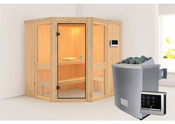 Karibu | Amelia 1 Sauna | Bronzeglas Deur | Kachel 9 kW Externe Bediening