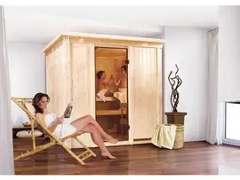 Karibu | Daria Sauna met Dakkraag | Bronzeglas Deur