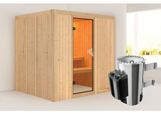 Karibu | Daria Sauna | Bronzeglas Deur | Kachel 3,6 kW Geïntegreerde Bediening