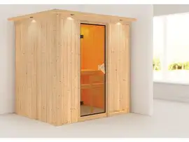 Karibu | Fanja Sauna met Dakkraag | Bronzeglas Deur