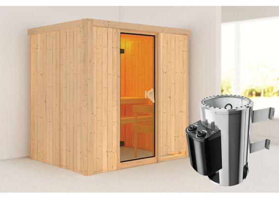 Karibu | Fanja Sauna | Bronzeglas Deur | Kachel 3,6 kW Geïntegreerde Bediening