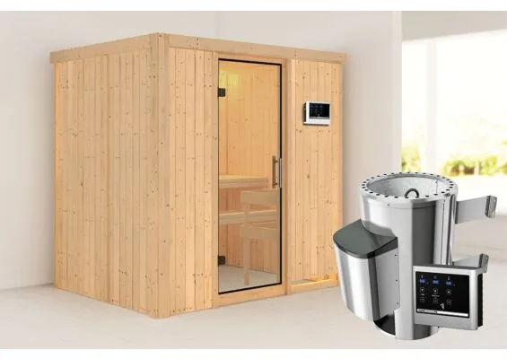 Karibu | Fanja Sauna | Helderglas Deur | Kachel 3,6 kW Externe Bediening