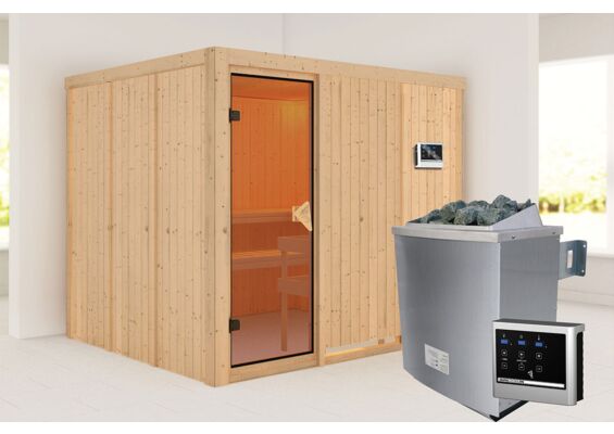 Karibu | Gobin Sauna | Bronzeglas Deur | Kachel 9 kW Externe Bediening