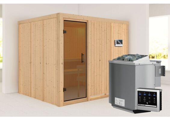 Karibu | Gobin Sauna | Antracietglas | Biokachel 9 kW Externe Bediening