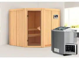 Karibu | Jarin Sauna | Bronzeglas Deur | Biokachel 9 kW Externe Bediening