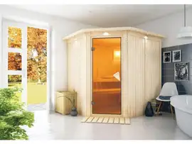 Karibu | Lilja Sauna met Dakkraag | Bronzeglas Deur