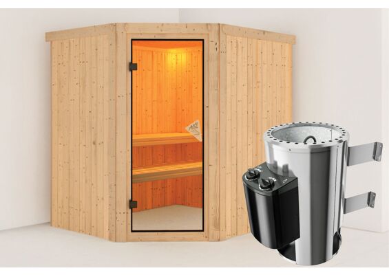 Karibu | Lilja Sauna | Bronzeglas Deur | Kachel 3,6 kW Geïntegreerde Bediening