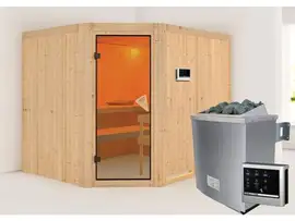 Karibu | Malin Sauna | Bronzeglas Deur | Kachel 9 kW Externe Bediening
