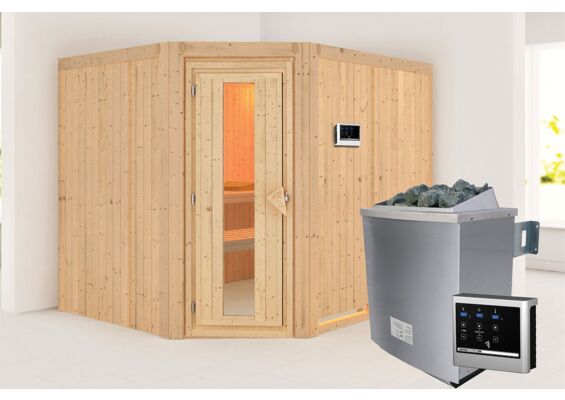 Karibu | Malin Sauna | Energiesparende Deur | Kachel 9 kW Externe Bediening