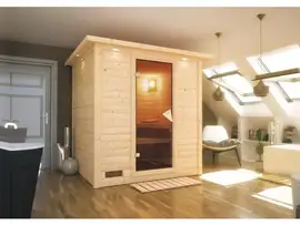 Karibu | Mojave Sauna met Dakkraag | Bronzeglas Deur