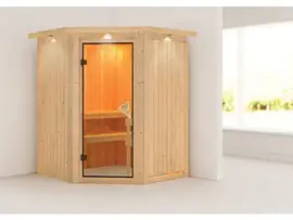 Karibu | Nanja Sauna met Dakkraag | Bronzeglas Deur