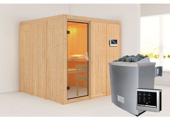 Karibu | Rodin Sauna | Bronzeglas Deur | Kachel 9 kW Externe Bediening