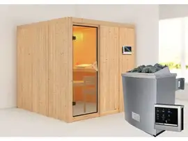 Karibu | Rodin Sauna | Bronzeglas Deur | Kachel 9 kW Externe Bediening
