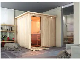 Karibu | Rodin Sauna met Dakkraag | Bronzeglas Deur