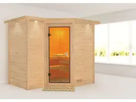 Karibu | Sahib 2 Sauna met Dakkraag | Bronzeglas Deur