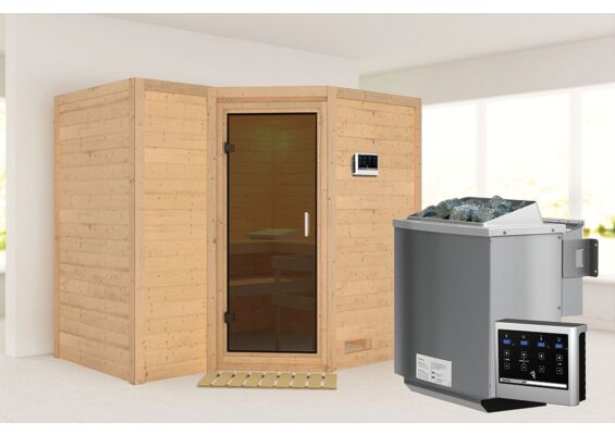 Karibu | Sahib 2 Sauna | Antracietglas | Biokachel 9 kW Externe Bediening