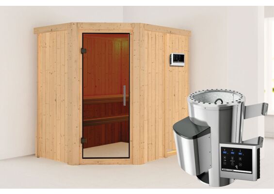 Karibu | Saja Sauna | Antracietglas | Biokachel 3,6 kW Externe Bediening