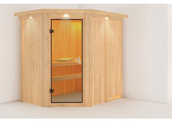 Karibu | Saja Sauna met Dakkraag | Bronzeglas Deur