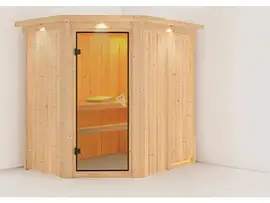 Karibu | Saja Sauna met Dakkraag | Bronzeglas Deur