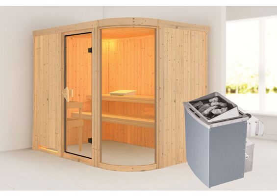 Karibu | Titania 4 Sauna | Bronzeglas Deur | Kachel 9 kW Geïntegreerde Bediening