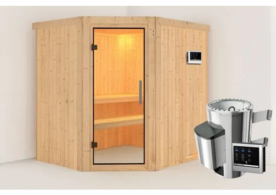 Karibu | Lilja Sauna | Helderglas Deur | Kachel 3,6 kW Externe Bediening