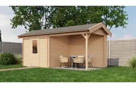 Lugarde Select Blokhut met overkapping Markelo 250x250cm + 300cm - Onbehandeld