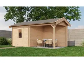 Lugarde Select Blokhut met overkapping Markelo 250x250cm + 300cm - Onbehandeld