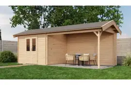 Lugarde Select Blokhut met overkapping Borne 300x250cm + 400cm - Onbehandeld