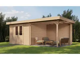 Lugarde Select Blokhut met overkapping Hilversum 300x300cm + 300cm - Onbehandeld