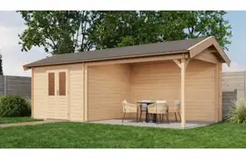 Lugarde Select Blokhut met overkapping Epe 300x300cm + 400cm - Onbehandeld
