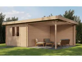 Lugarde Select Blokhut met overkapping Tiel 300x400cm + 300cm - Onbehandeld