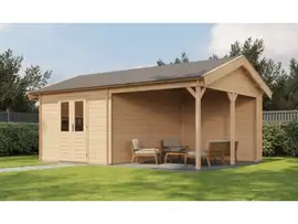 Lugarde Select | Tuinhuis Hattem met Overkapping Rechts 300 + 300 x 400 | Onbehandeld