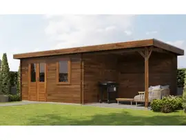 Lugarde Select | Tuinhuis Elst met Overkapping Rechts 400 + 300 x 300 | Keteldruk Bruin