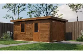Lugarde Select Blokhut Eibergen met garagedeur 350x500cm - Keteldruk Bruin