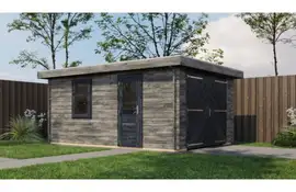 Lugarde Select Blokhut Eibergen met garagedeur 350x500cm - Keteldruk Grijs