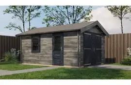 Lugarde Select Blokhut Opheusden met garagedeur 350x500cm - Keteldruk Grijs