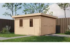 Lugarde Select Blokhut Groenlo met garagedeur 400x400cm - Onbehandeld
