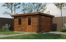 Lugarde Select Blokhut Groenlo met garagedeur 400x400cm - Keteldruk Bruin