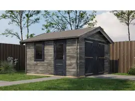 Lugarde Select | Tuinhuis Maurik met Garagedeur 400 x 400 | Keteldruk Grijs