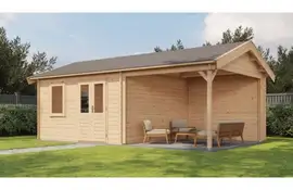 Lugarde Select Blokhut met overkapping Oosterbeek 400x400cm + 300cm - Onbehandeld
