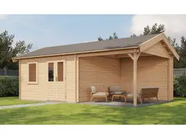 Lugarde Select | Tuinhuis Oosterbeek met Overkapping Rechts 400 + 300 x 400 | Onbehandeld