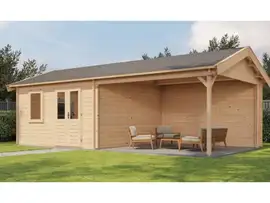 Lugarde Select | Tuinhuis Rozendaal met Overkapping Rechts 400 + 400 x 400 | Onbehandeld