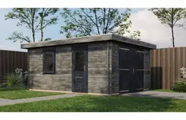 Lugarde Select Blokhut Lochem met garagedeur 400x500cm - Keteldruk Grijs