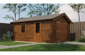 Lugarde Select Blokhut Kesteren met garagedeur 400x500cm - Keteldruk Bruin